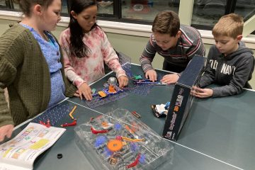 Lillie Lavado STEM Club students exploring electric circuits